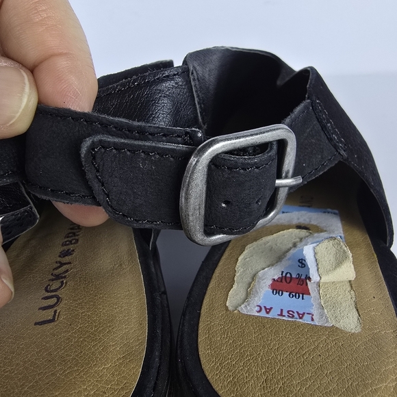 NWOT Lucky Brand Leather Womens Lideton Pump Size 8 M Slingback BlockHeel Black - Picture 4 of 10